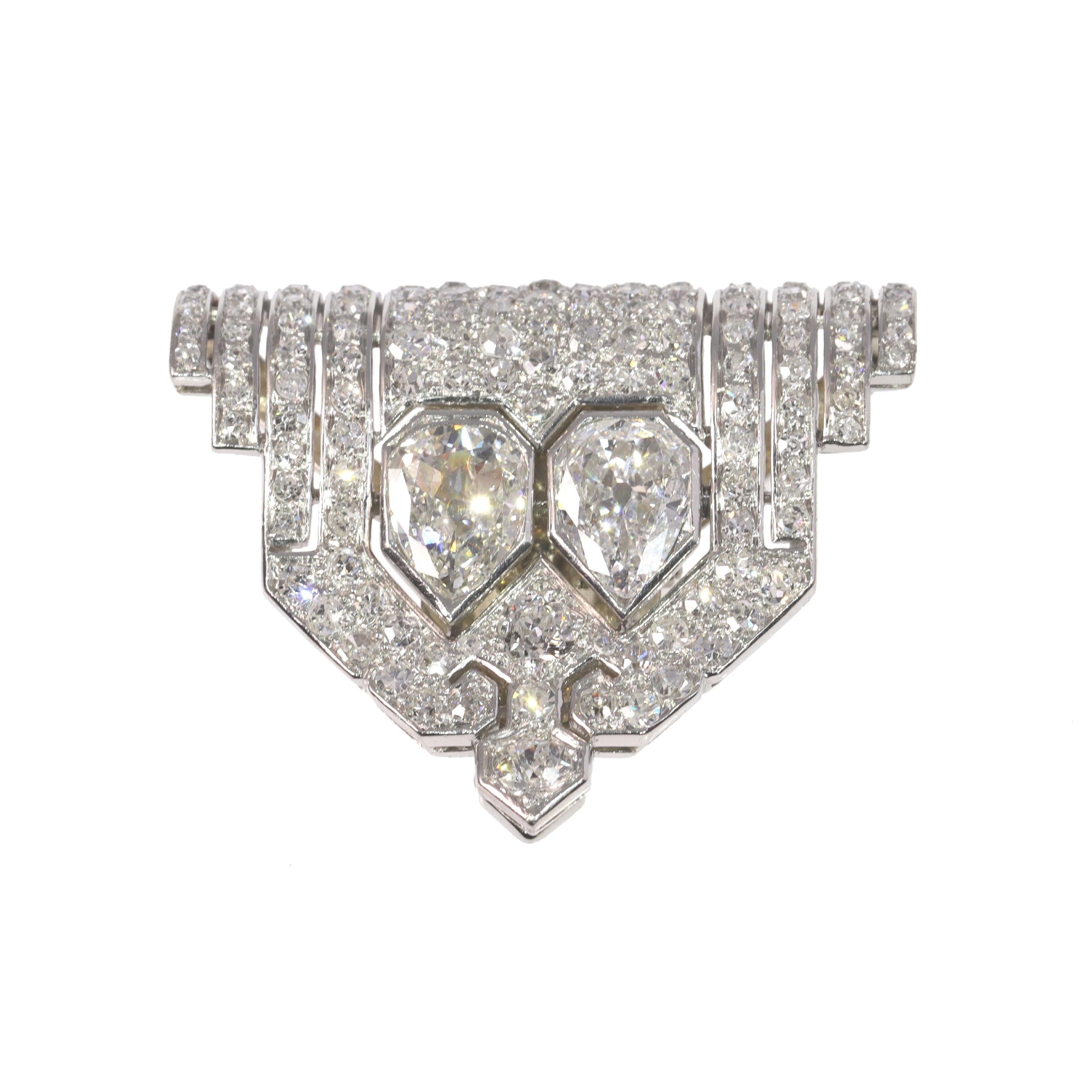 Vintage French platinum diamond Art Deco clip